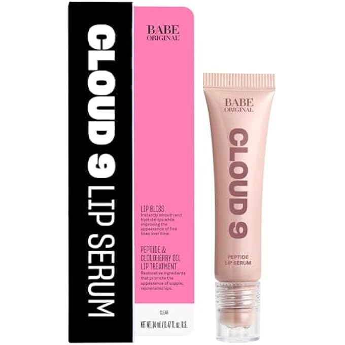 BABE ORIGINAL CLOUD 9 PEPTIDE LIP SERUM | DAILY LIP TREATMENT WITH CLOUDBERRY OIL, MUSHROOM EXTRACTS, HYALURONIC ACID FOR DRYNESS & FINE LINES | SMOOTHING & HYDRATING LIP MOISTURIZER | VEGAN LIP CARE - Image 1